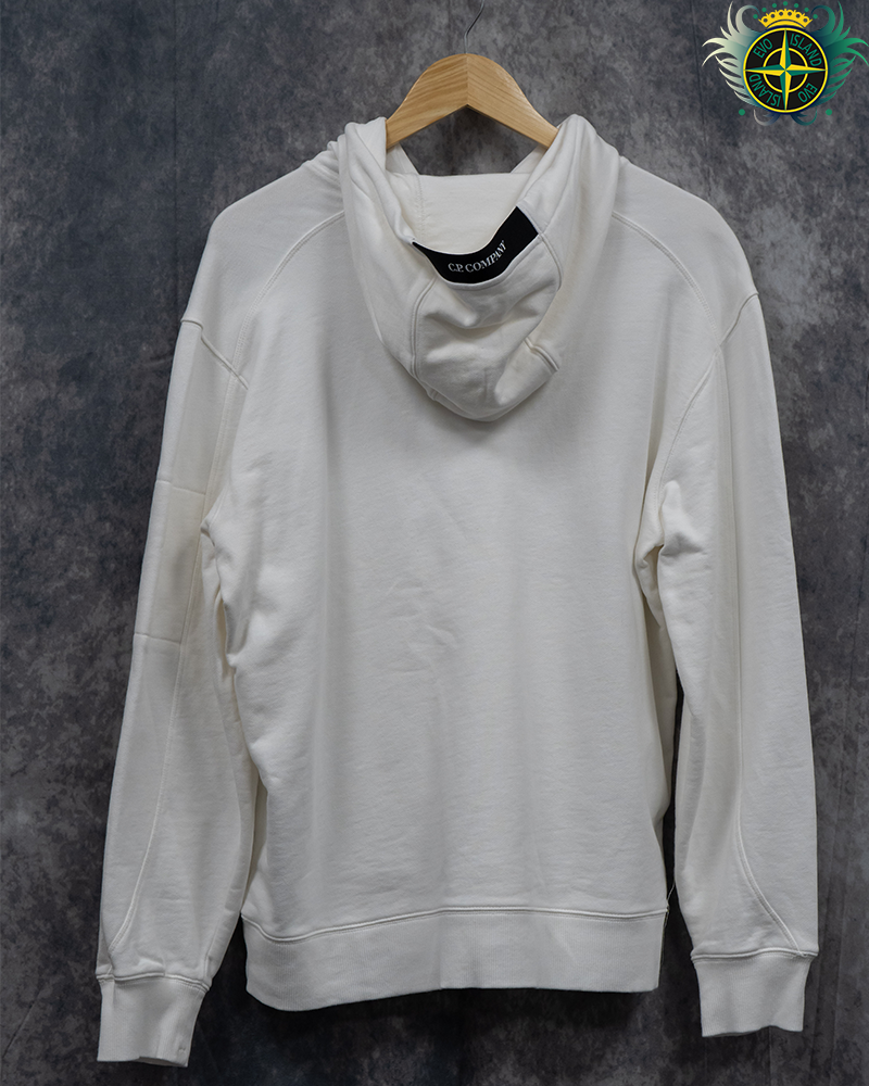 C.P Company Lense Kangaroo Pocket Hoodie White - XL