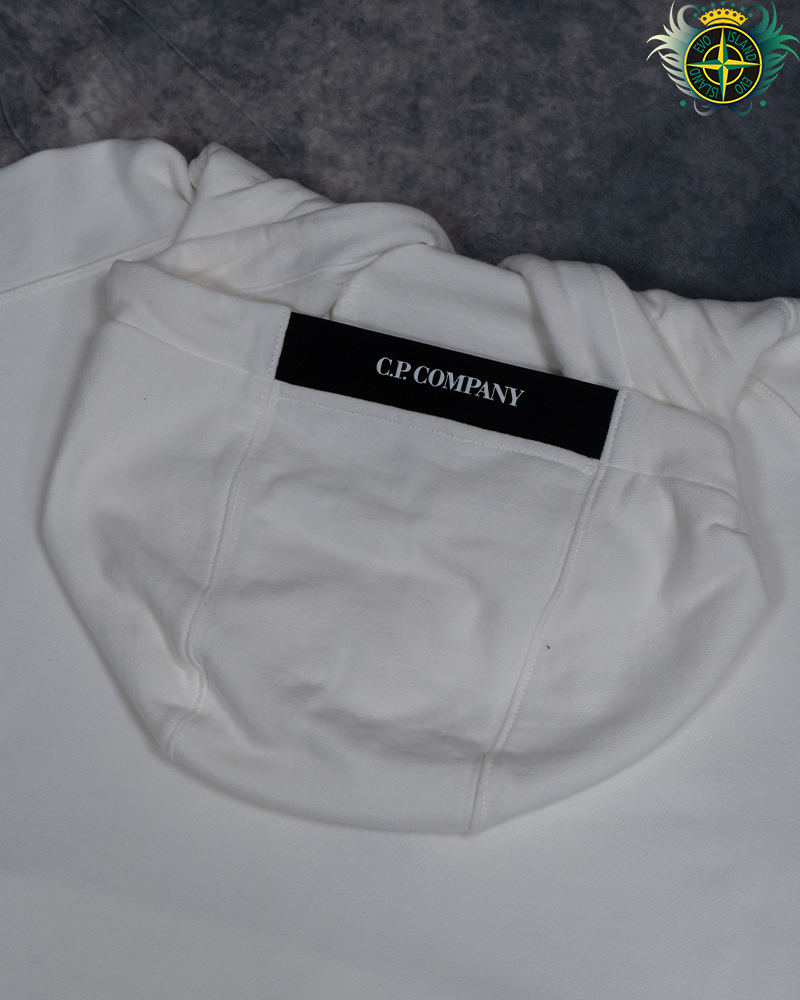 C.P Company Lense Kangaroo Pocket Hoodie White - XL