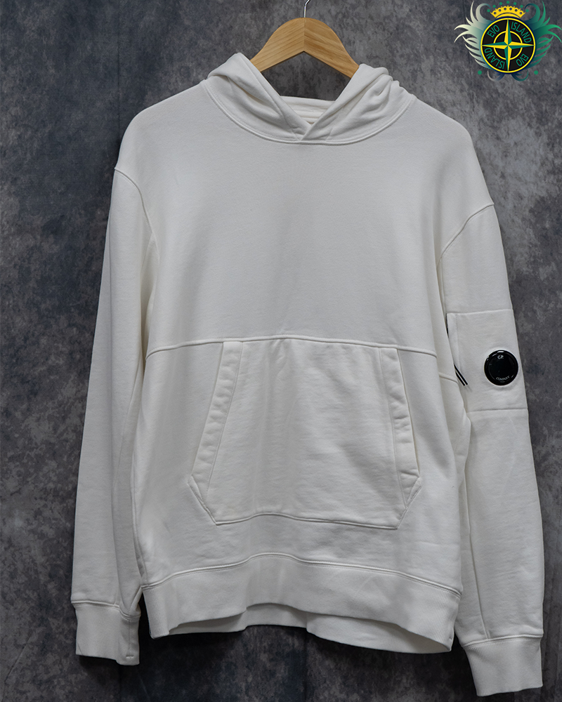 C.P Company Lense Kangaroo Pocket Hoodie White - XL