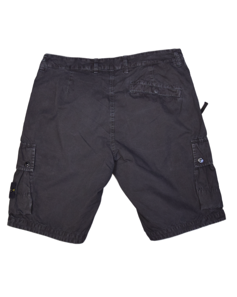 Stone Island Old Effect Treatment Cargo Shorts Black back view