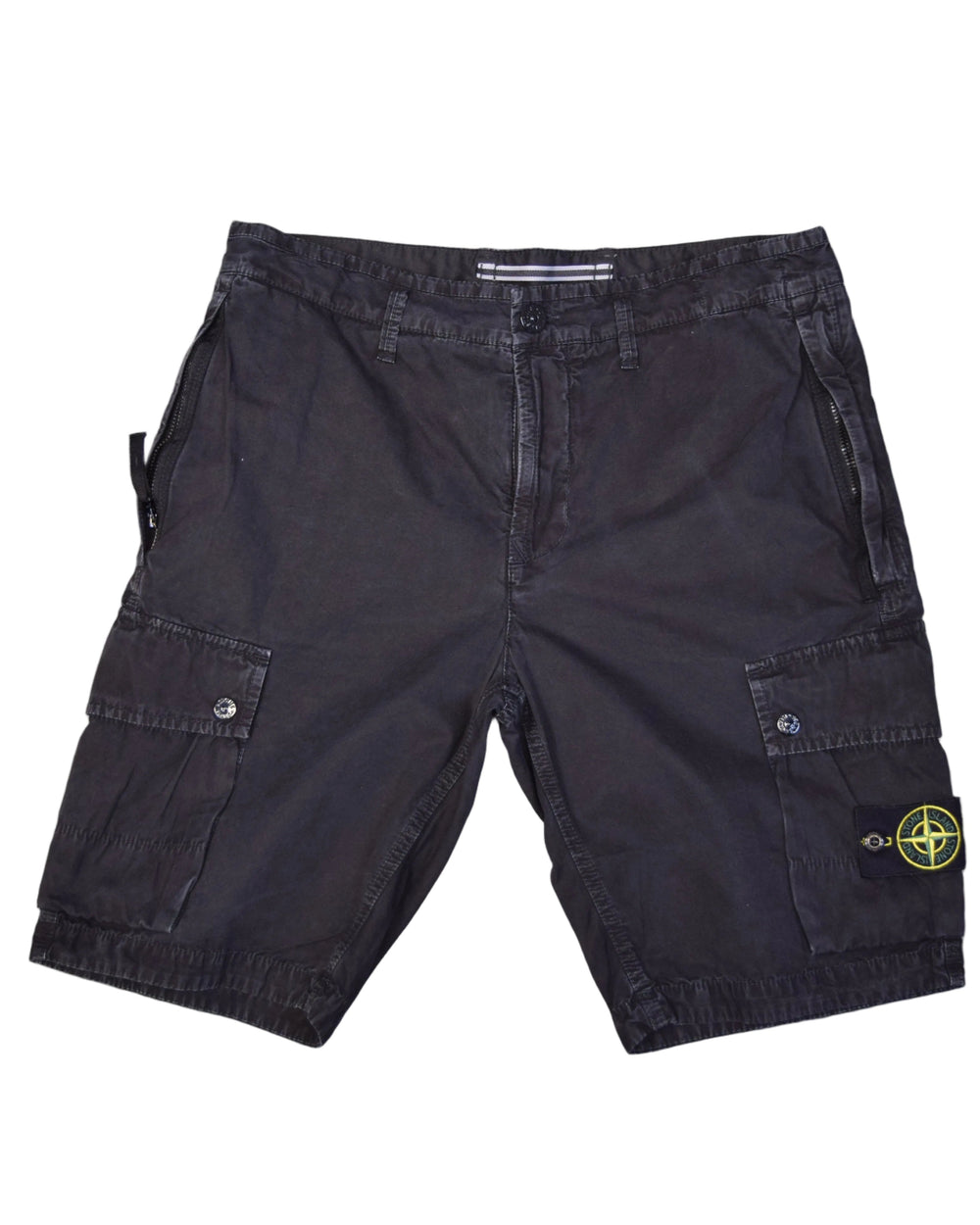 Stone Island Old Effect Treatment Cargo Shorts Black