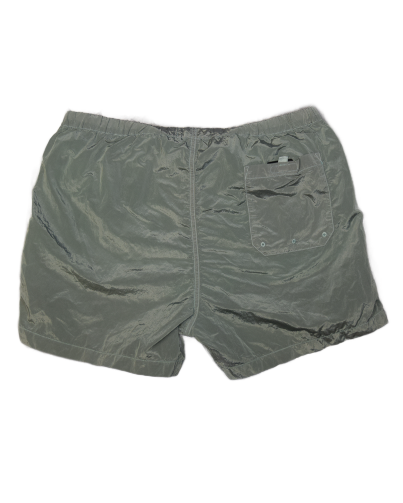 Stone Island Nylon Metal Patch Project Swim Shorts Green back view