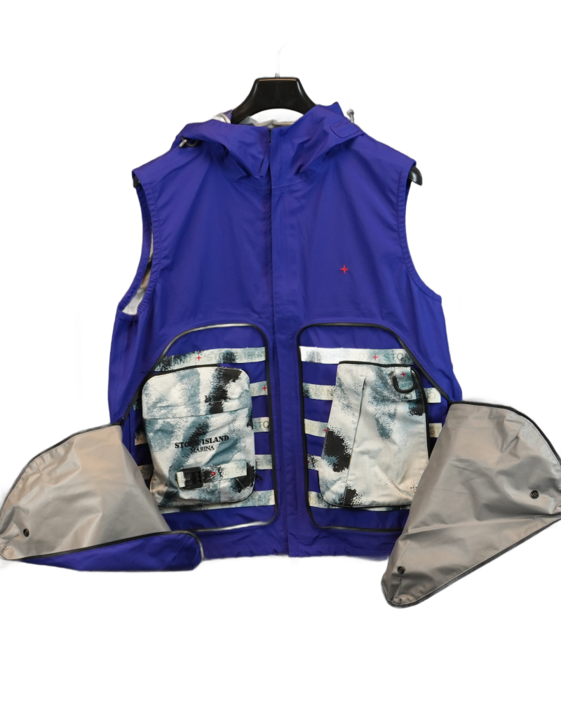 Stone Island Marina Goretex Gilet with Bag Blue detail view