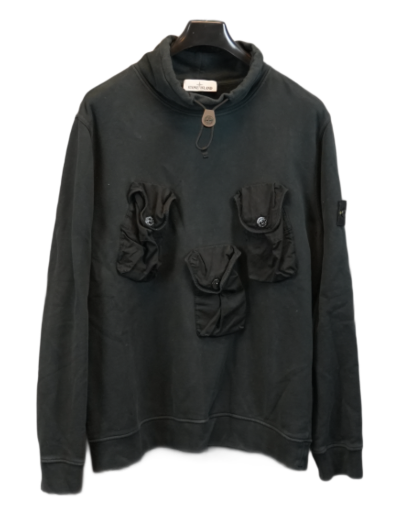 Stone Island Multipocket Smock Sweatshirt Black front view