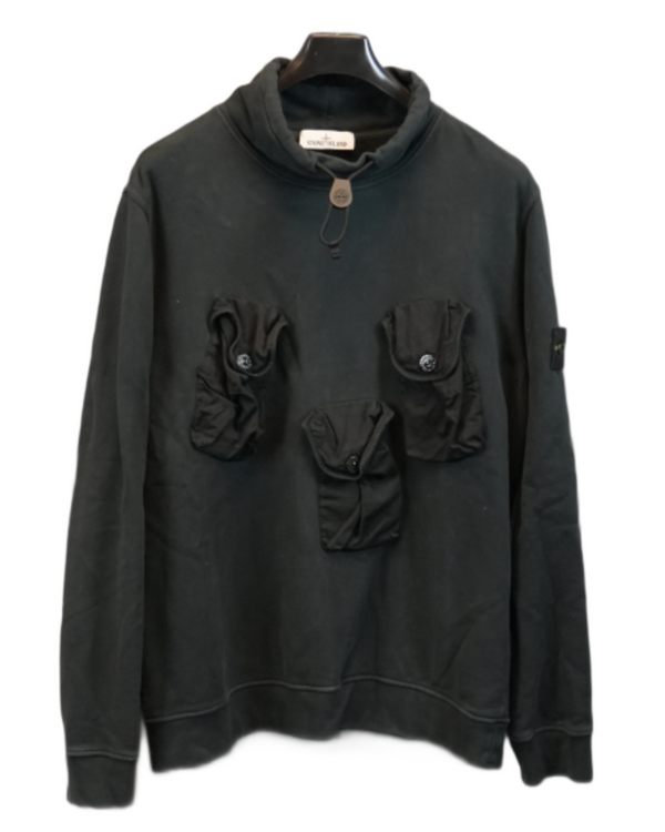 Stone Island Multipocket Smock Sweatshirt Black front view