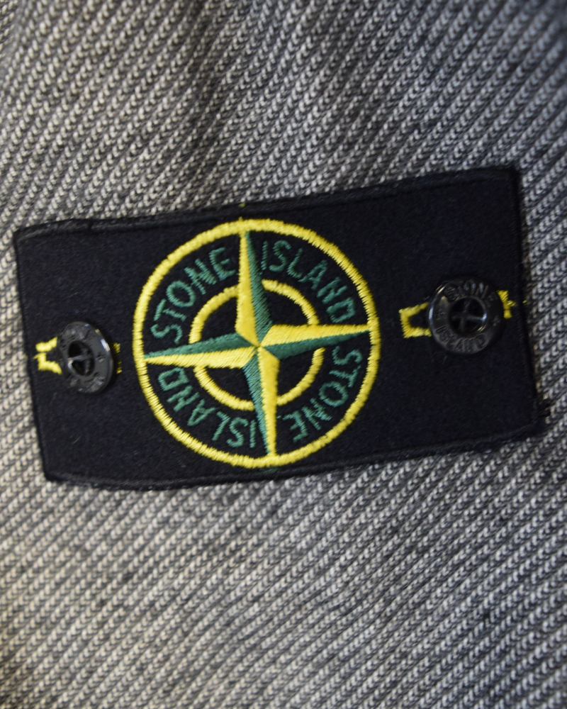 Stone Island Contrast Stich Full Zip Hoodie Grey detail view