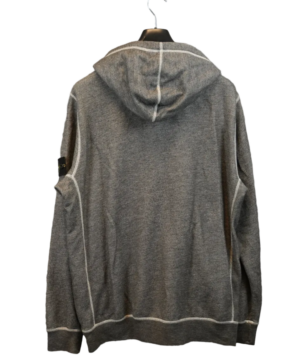 Stone Island Contrast Stich Full Zip Hoodie Grey back view
