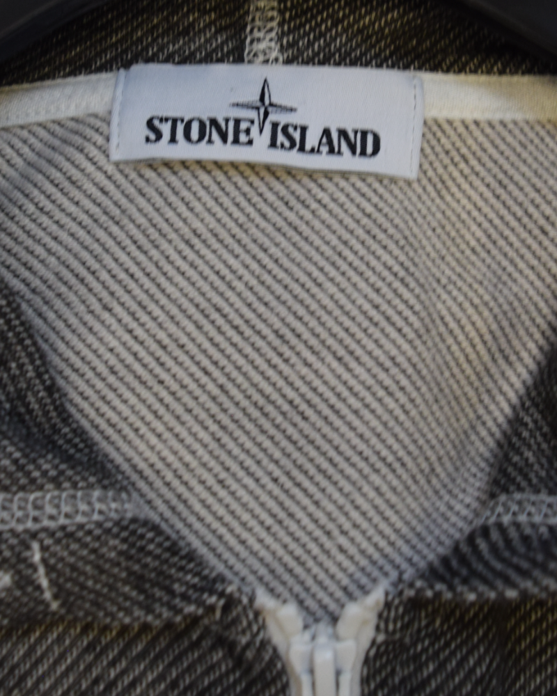 Stone Island Contrast Stich Full Zip Hoodie Grey detail view