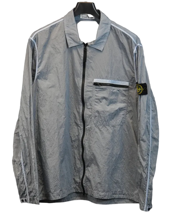 Stone Island Nylon Metal Overshirt blue/grey front view