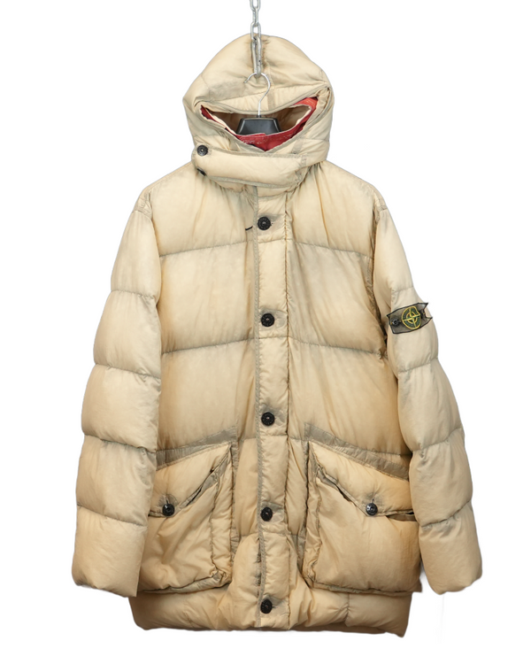 Stone Island Opaque Nylon Down Mesh Parka cream front view