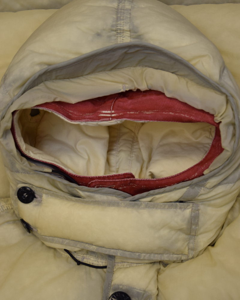 Stone Island Opaque Nylon Down Mesh Parka cream detail view