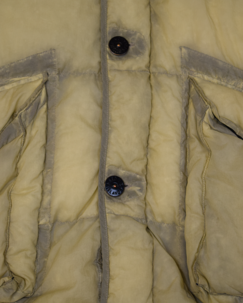 Stone Island Opaque Nylon Down Mesh Parka cream detail view