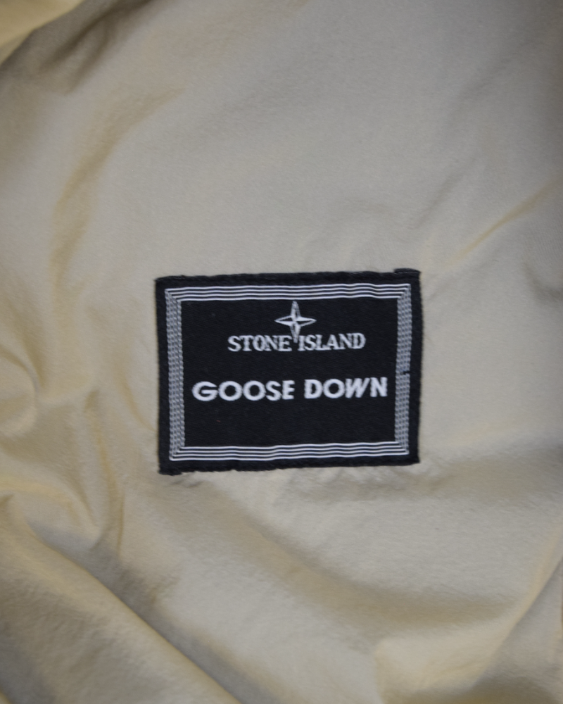 Stone Island Opaque Nylon Down Mesh Parka cream detail view