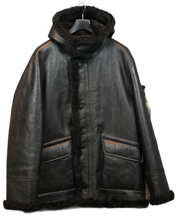 Stone Island X Supreme Hand Painted Sheepskinblack front view