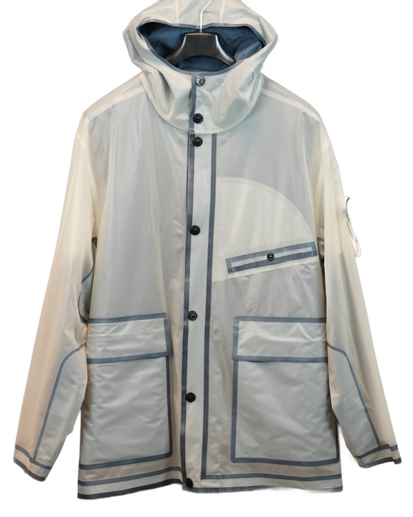 Stone Island 40th anniversary Luminescent Poly cover Jacket blue front view