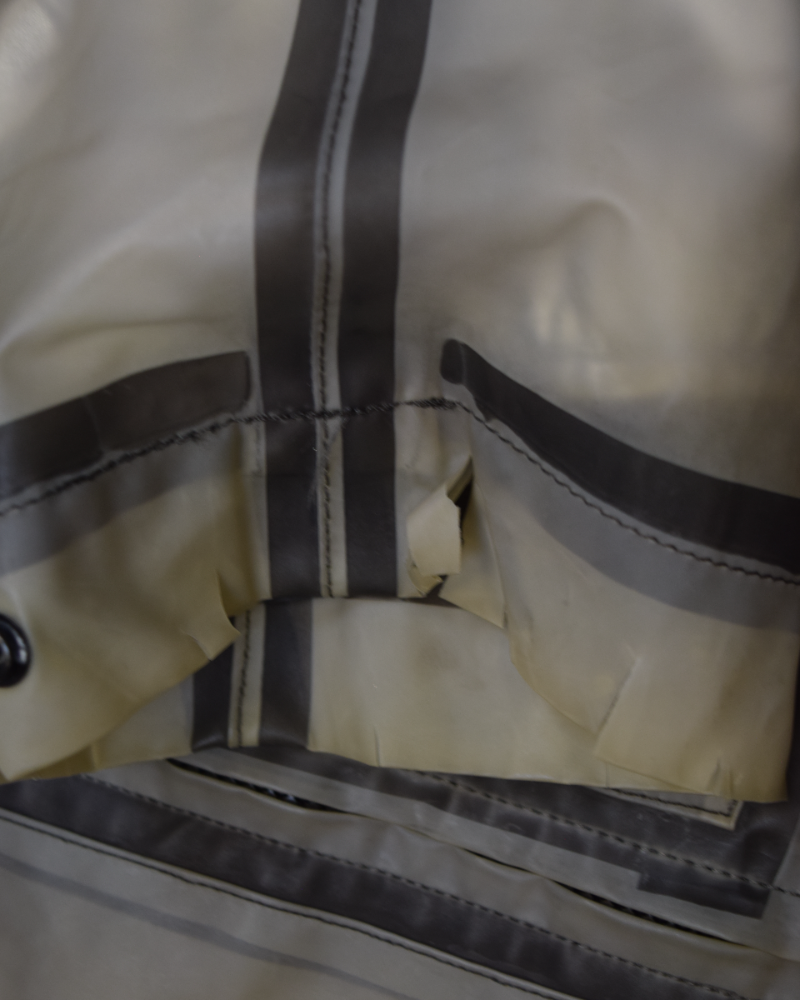 Stone Island Special process Sherling lined poly cover jacket brown detail view
