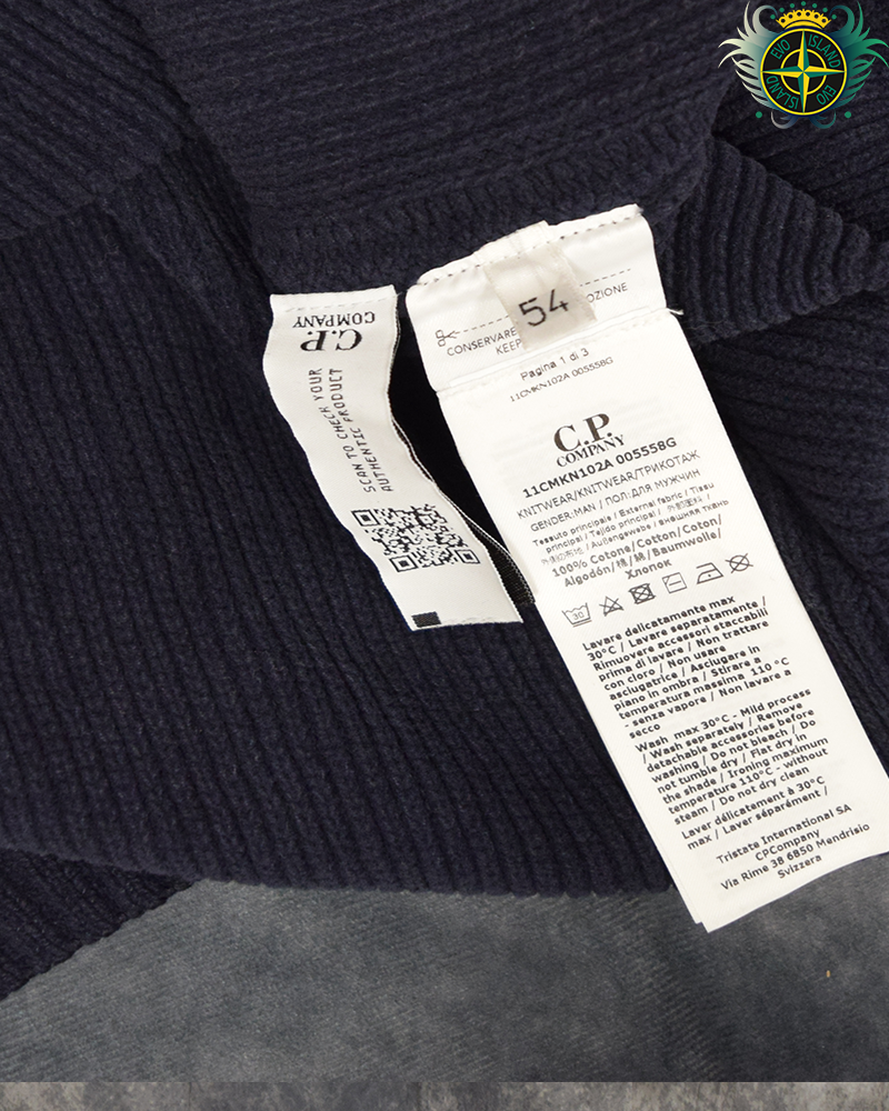 C.P Company Lense Knit Crewneck Navy Blue - 3XL