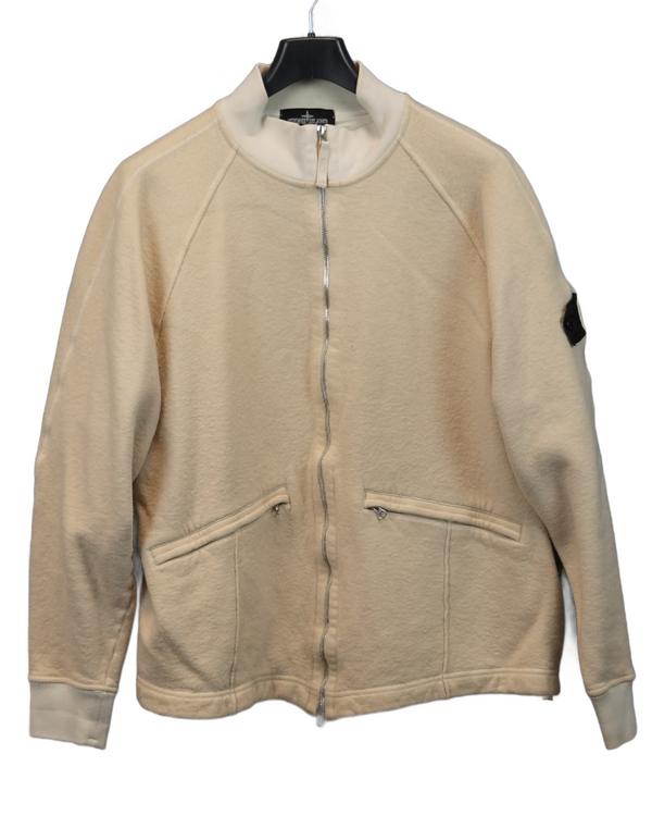 Stone Island Shadow Project Jersey Zip Through Track Jacket cream front view