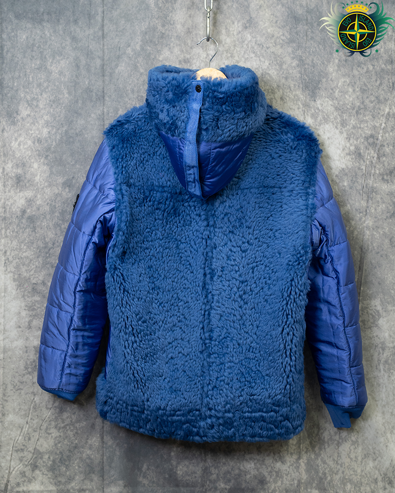 Stone Island Sheepskin Nylon Raso Quilted Reversible Jacket Blue