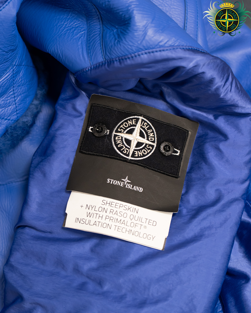 Stone Island Sheepskin Nylon Raso Quilted Reversible Jacket Blue