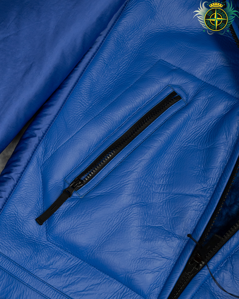 Stone Island Sheepskin Nylon Raso Quilted Reversible Jacket Blue
