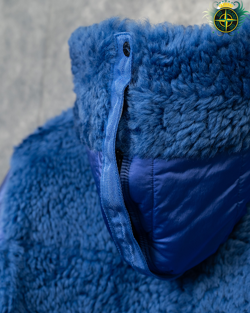 Stone Island Sheepskin Nylon Raso Quilted Reversible Jacket Blue