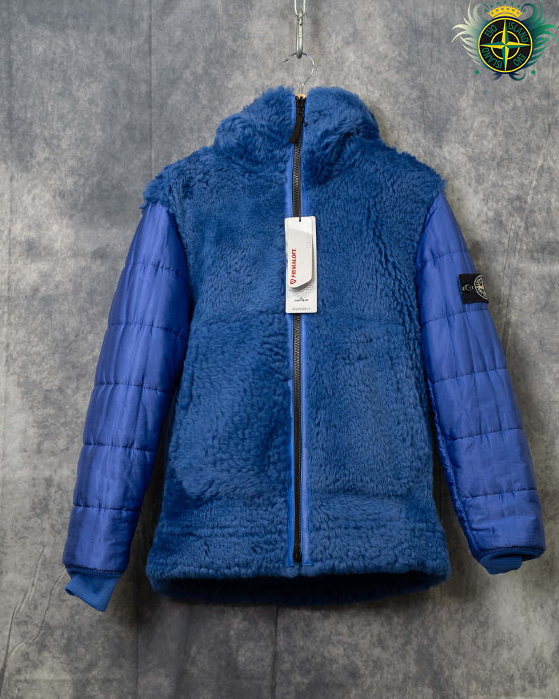 Stone Island Sheepskin Nylon Raso Quilted Reversible Jacket Blue