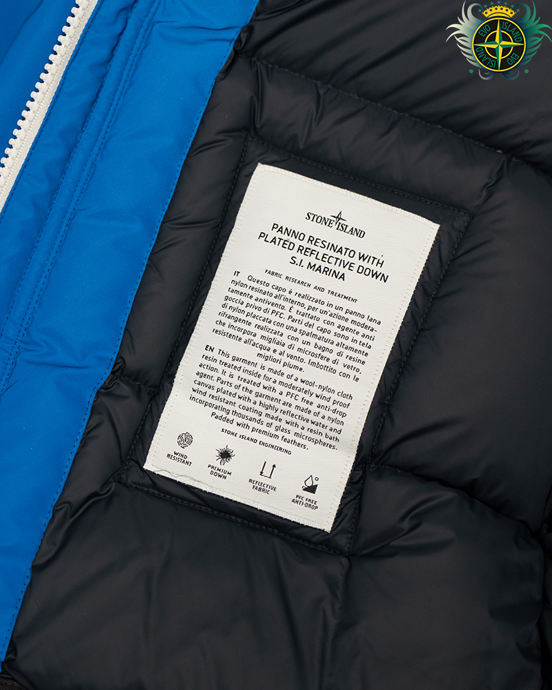Stone Island Plated Reflective Marina Down Jacket Blue - S