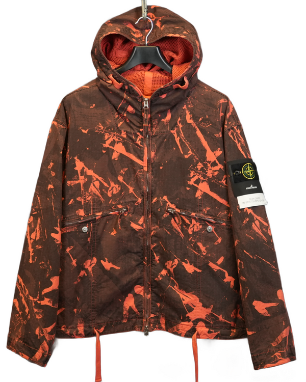 Stone Island Scan Camo on Stretch Rip Stop - OVD Jacket Red Camo front view