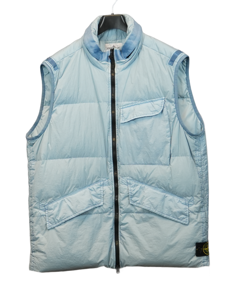 Stone Island Garment Dyed Crinkle Reps R-NY Down Gilet Blue front view