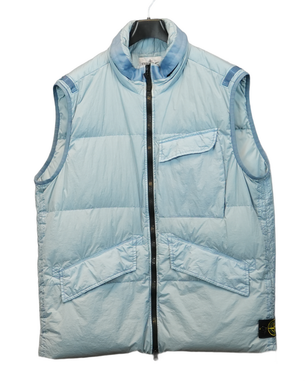 Stone Island Garment Dyed Crinkle Reps R-NY Down Gilet Blue front view