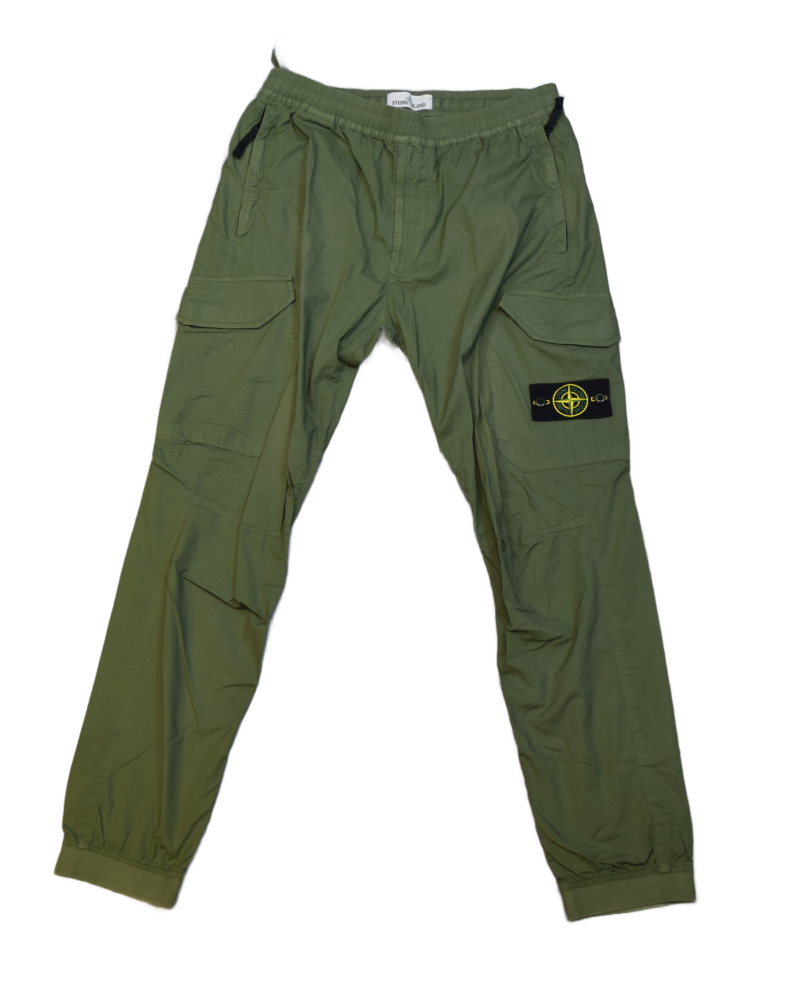 Stone Island Cuffed Cargos Green front view