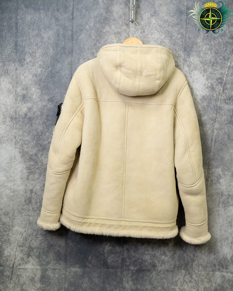 Stone Island Suede Sheepskin Jacket Cream - M