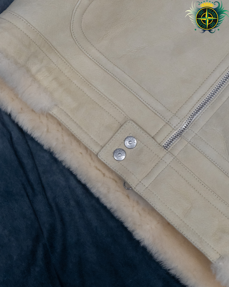Stone Island Suede Sheepskin Jacket Cream - M