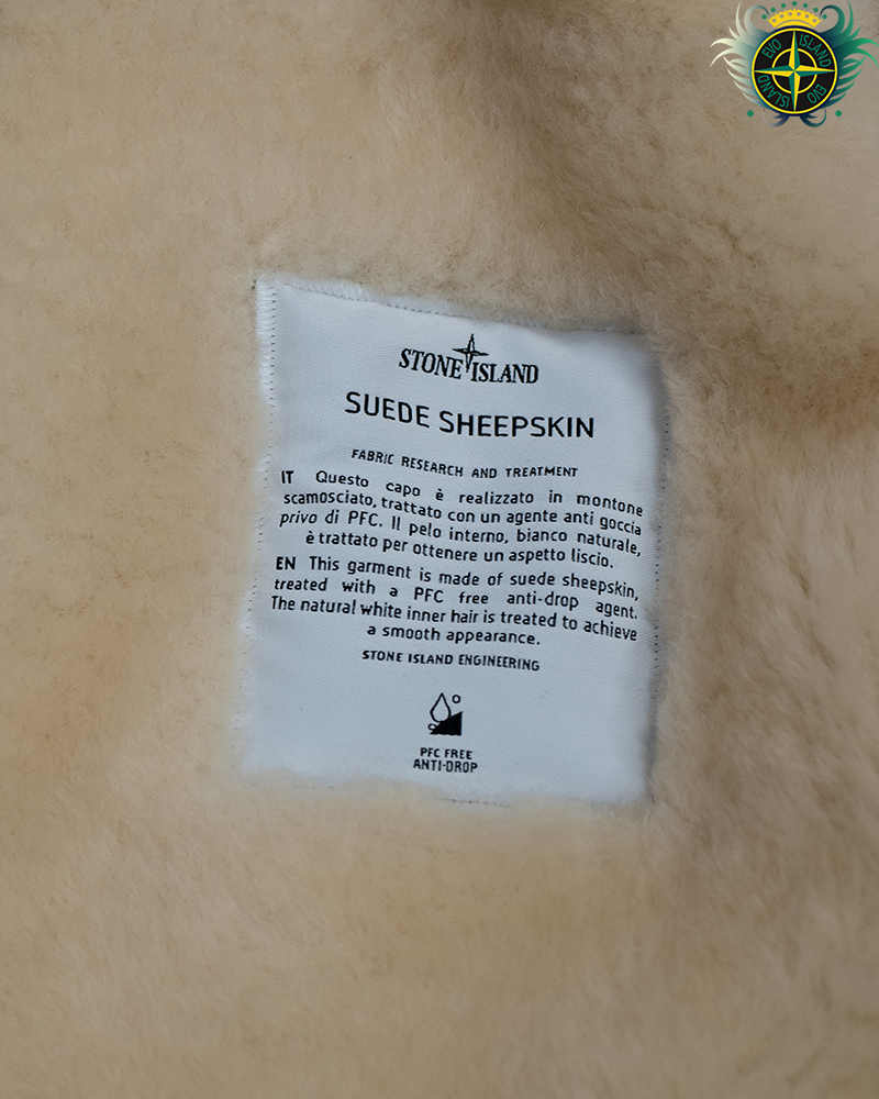 Stone Island Suede Sheepskin Jacket Cream - M