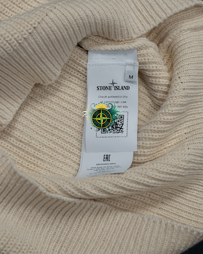 Stone Island Raw Beauty Ribbed Fisherman Knit Cream - M