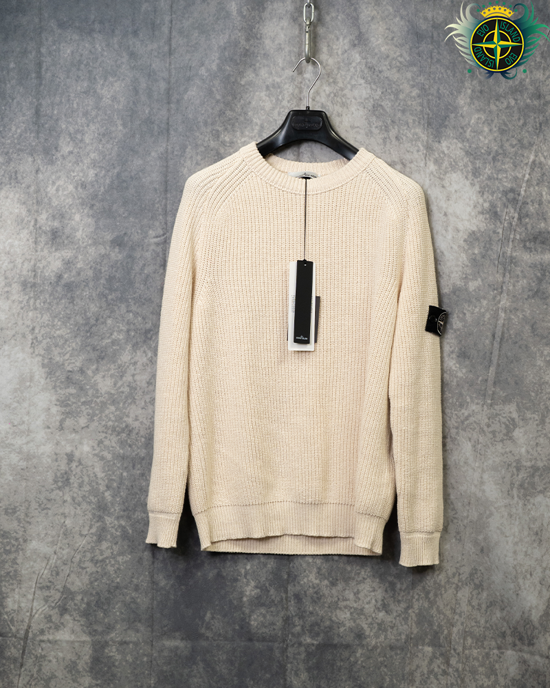 Stone Island Raw Beauty Ribbed Fisherman Knit Cream - M