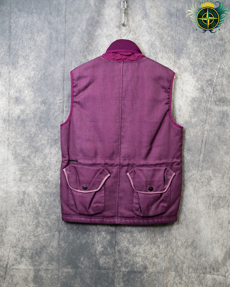 Stone Island Modified Panama 6/3 HT Nylon + Leather Gilet Purple - XL