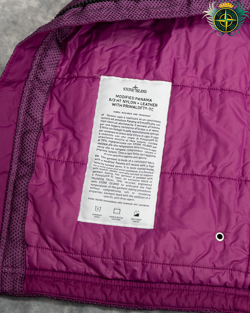 Stone Island Modified Panama 6/3 HT Nylon + Leather Gilet Purple - XL