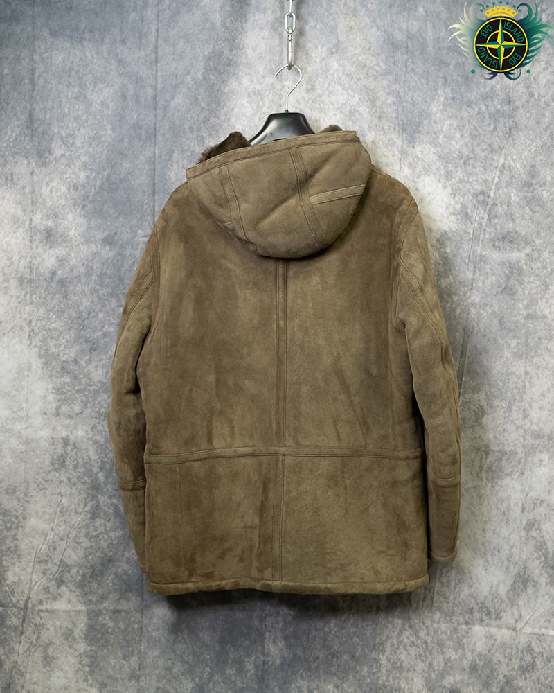 Stone Island Ghost Piece Suede Sheepskin Coat Cream - XL