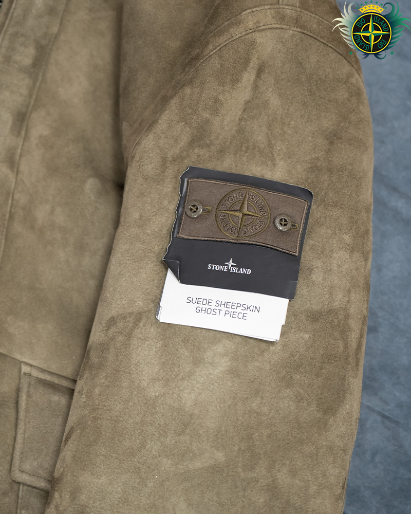 Stone Island Ghost Piece Suede Sheepskin Coat Cream - XL