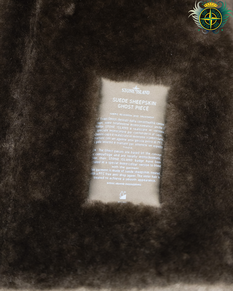 Stone Island Ghost Piece Suede Sheepskin Coat Cream - XL