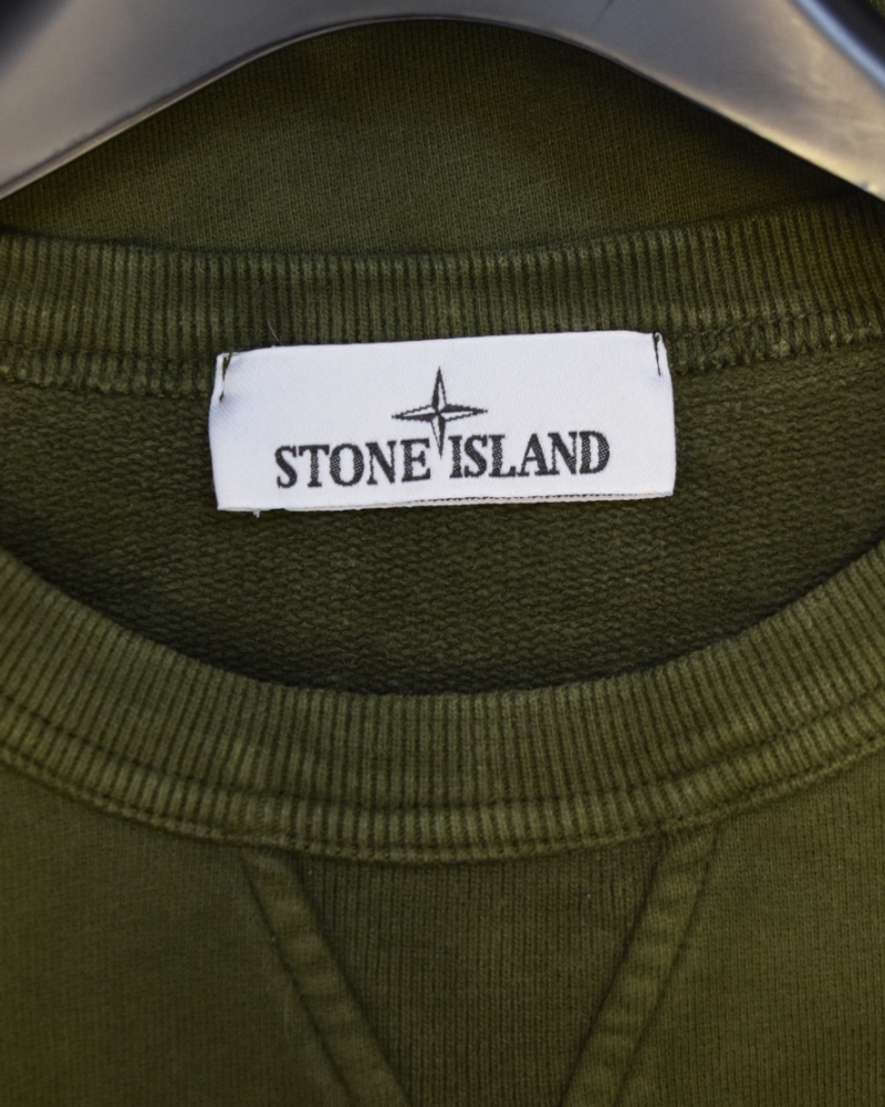 Stone Island Sleeve Pocket Crewneck Military Green detail view