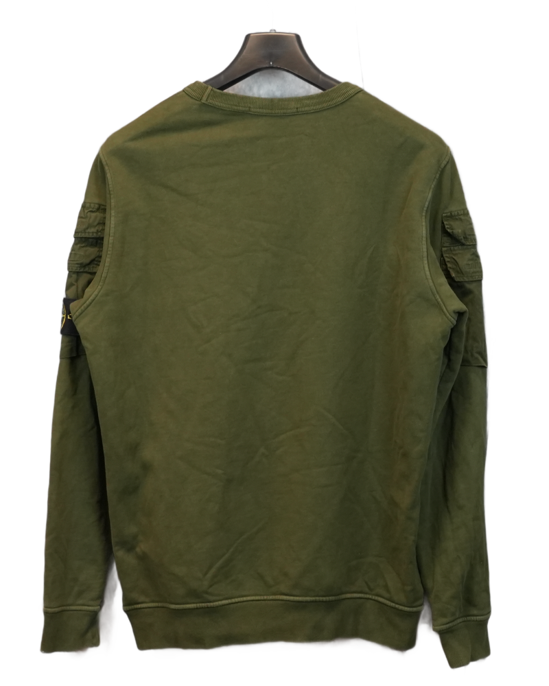 Stone Island Sleeve Pocket Crewneck Military Green back view