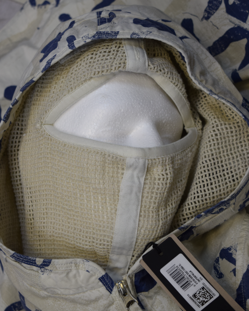 Stone Island scan camo on stretch ripstop ovd jacket blue/white detail view