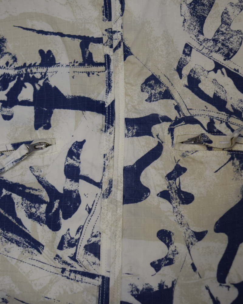 Stone Island scan camo on stretch ripstop ovd jacket blue/white detail view