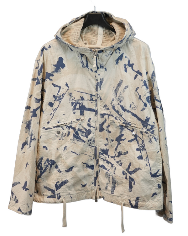 Stone Island scan camo on stretch ripstop ovd jacket blue/white front view