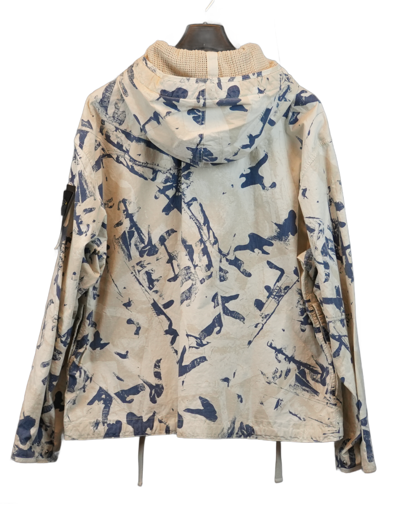 Stone Island scan camo on stretch ripstop ovd jacket blue/white back view