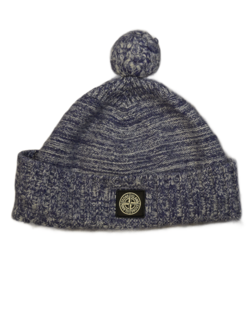 Stone Island Kids Knit Hat Blue detail view