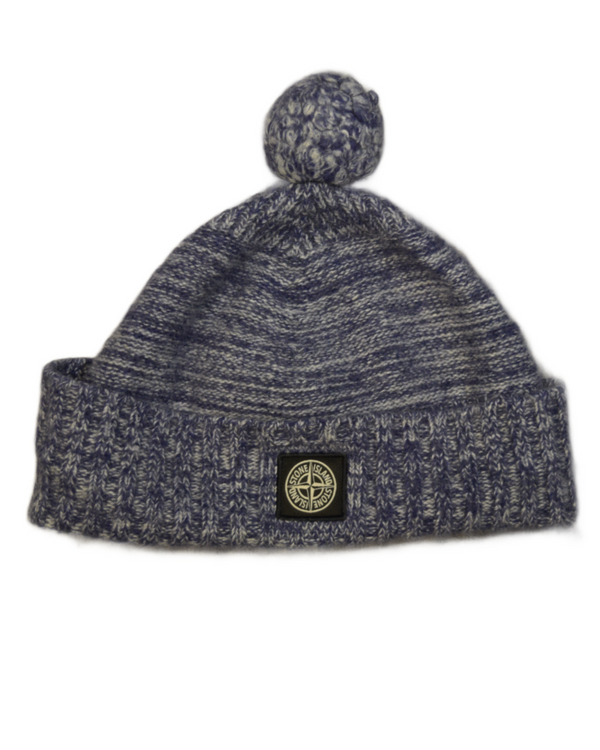 Stone Island Kids Knit Hat Blue detail view